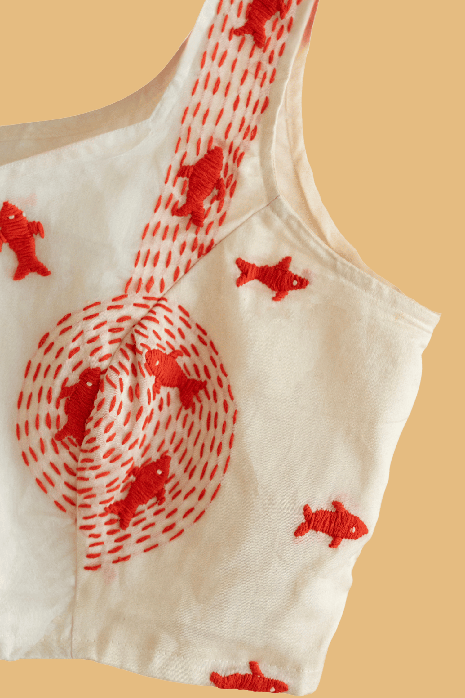 Kantha Embroidered Fish Corset ā Ivory Edit - Kozylook